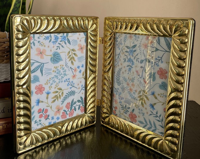 Vintage Hinged Bifold Two 2 Royal Braided Gilt Ornate Gold Tone Picture ...