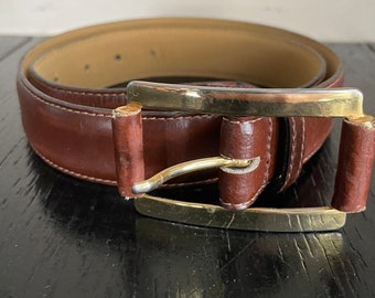 Express Genuine Leather Made in Italy Gold Squares Belt SZ M  display picture 3