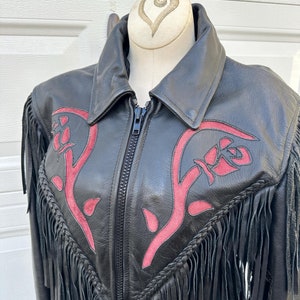 Leather Rose Jacket Vintage Fringe - Etsy