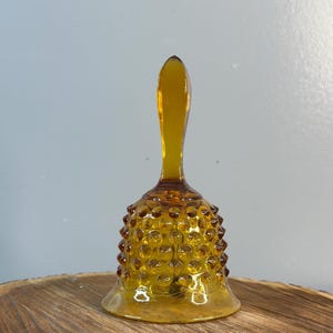 Vintage Fenton Amber Hobnail Glass Bell Detailed Knickknack Collectible Art Colonial 3667 CA