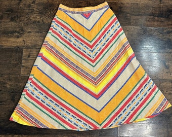 Vintage Stitches Rainbow Ethnic Southwestern Art 4 6 Small Medium Womens Teacher Chevron Stripe Hippie Retro Linen Aztec Dress