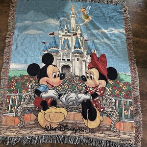 【希少】Walt Disney World ミッキー ミニー 暖炉　ラグマット Vintage 50' X 58' 90's Walt Disney World Mickey Minnie Mouse Knit