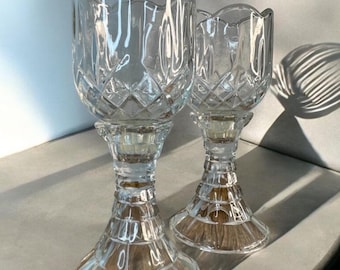 Juego de candelabros de cristal con diseño de caja Lady Love de estilo vintage para interiores, con detalle de vela votiva y lámpara de hadas, con clavija cónica.