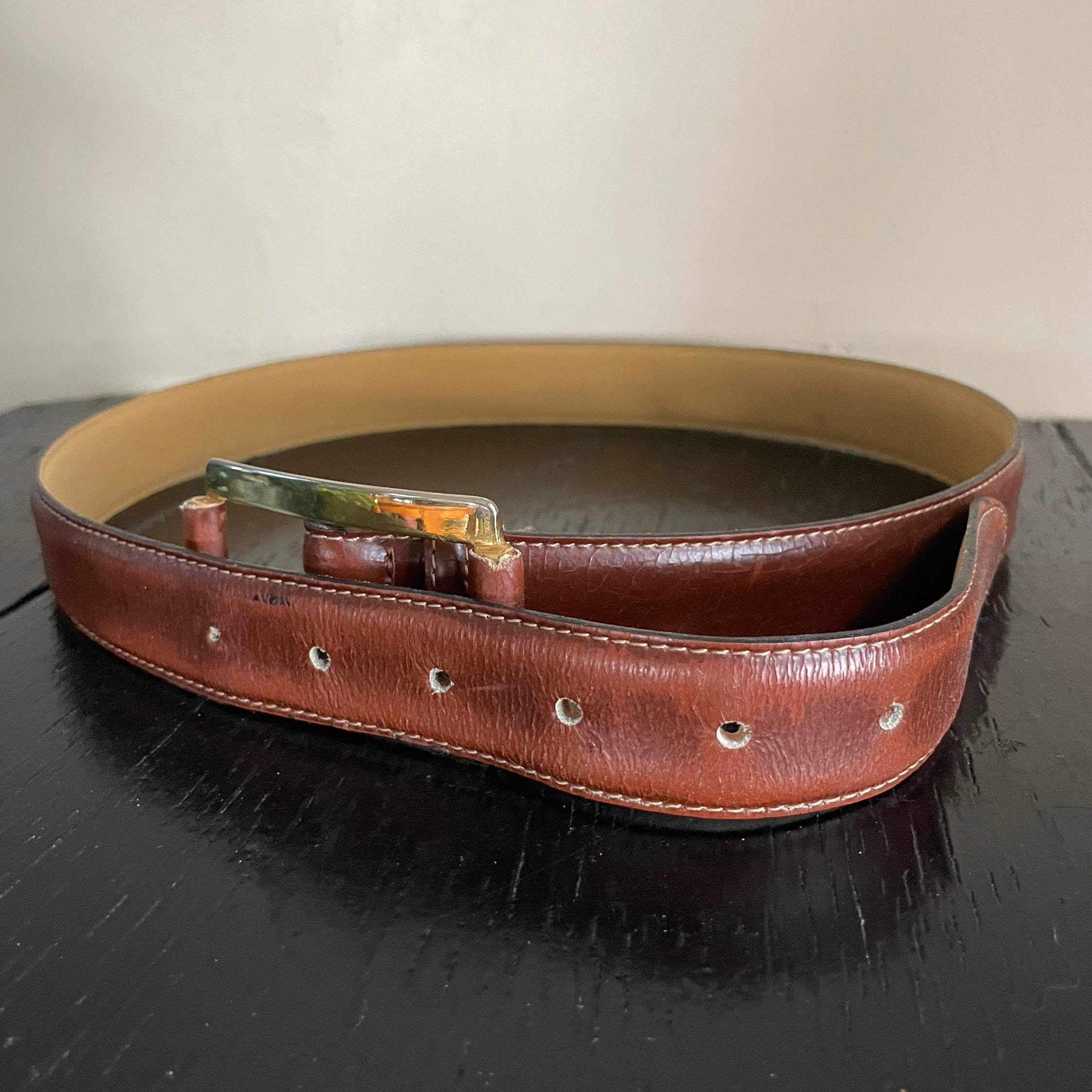 Vintage Brown Italian Made in Italy Genuine Leather Belt 