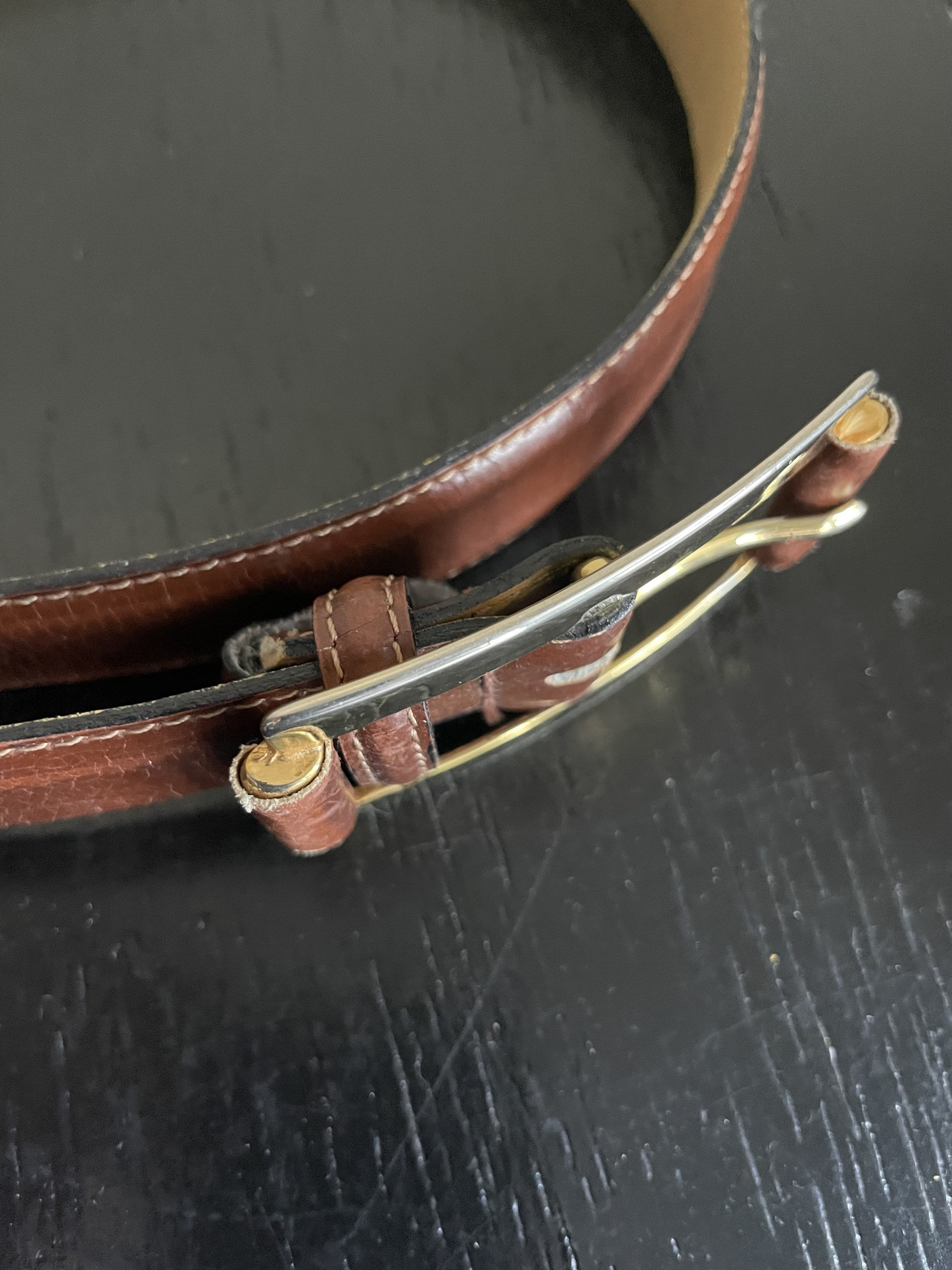 Vintage Brown Italian Made in Italy Genuine Leather Belt  display picture 3