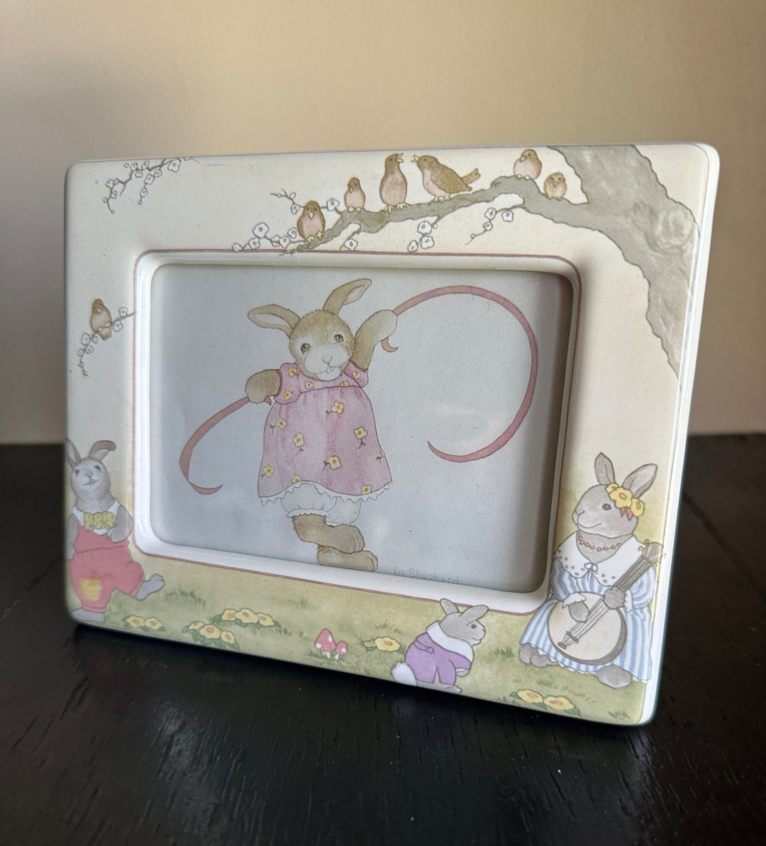 Vintage Rabbits Bunny Rabbit Country Glass Shabby Chic 4x6 Picture ...