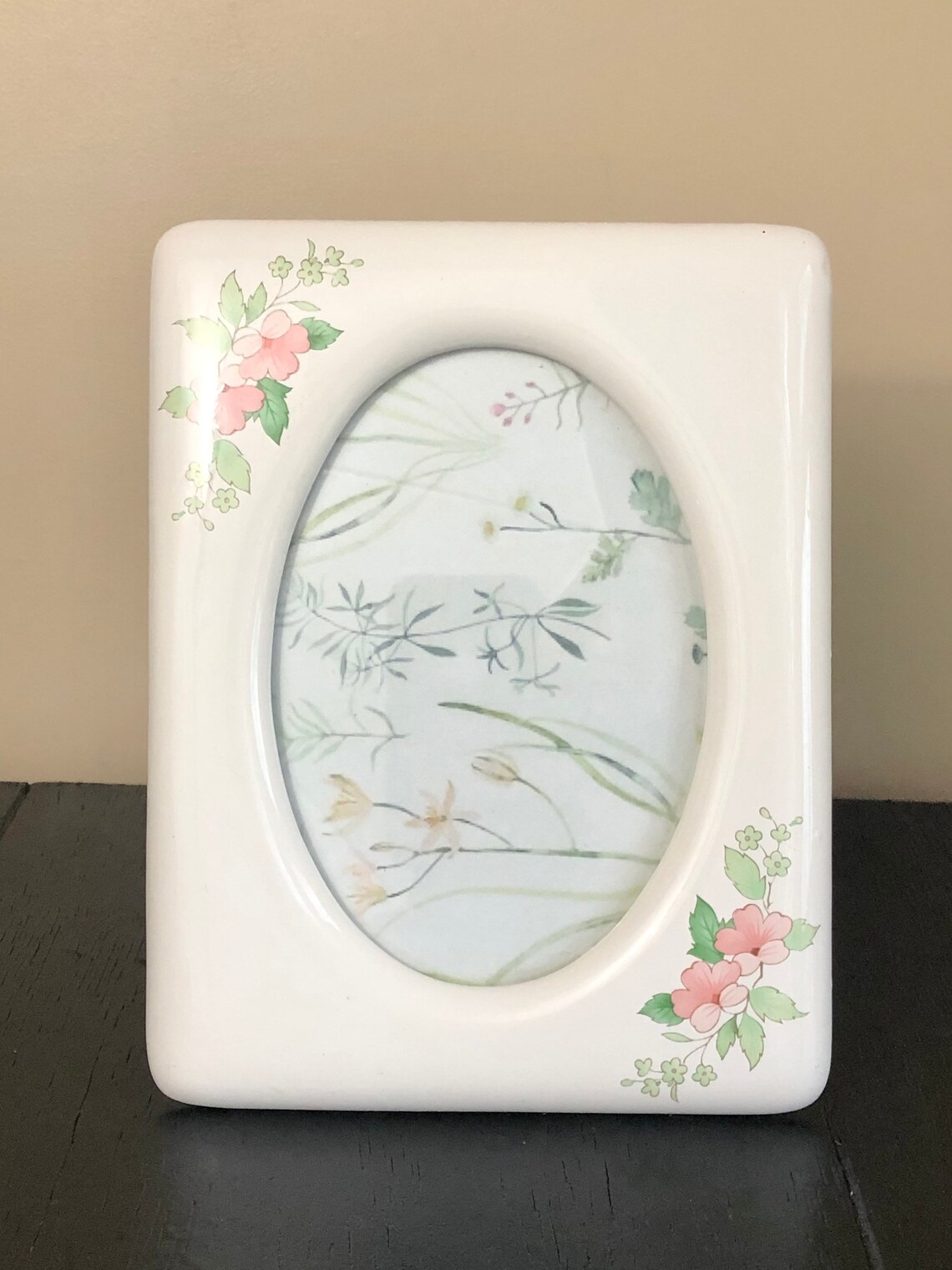 Vintage Ornate Ceramic White Floral Picture Frame Photo Etsy