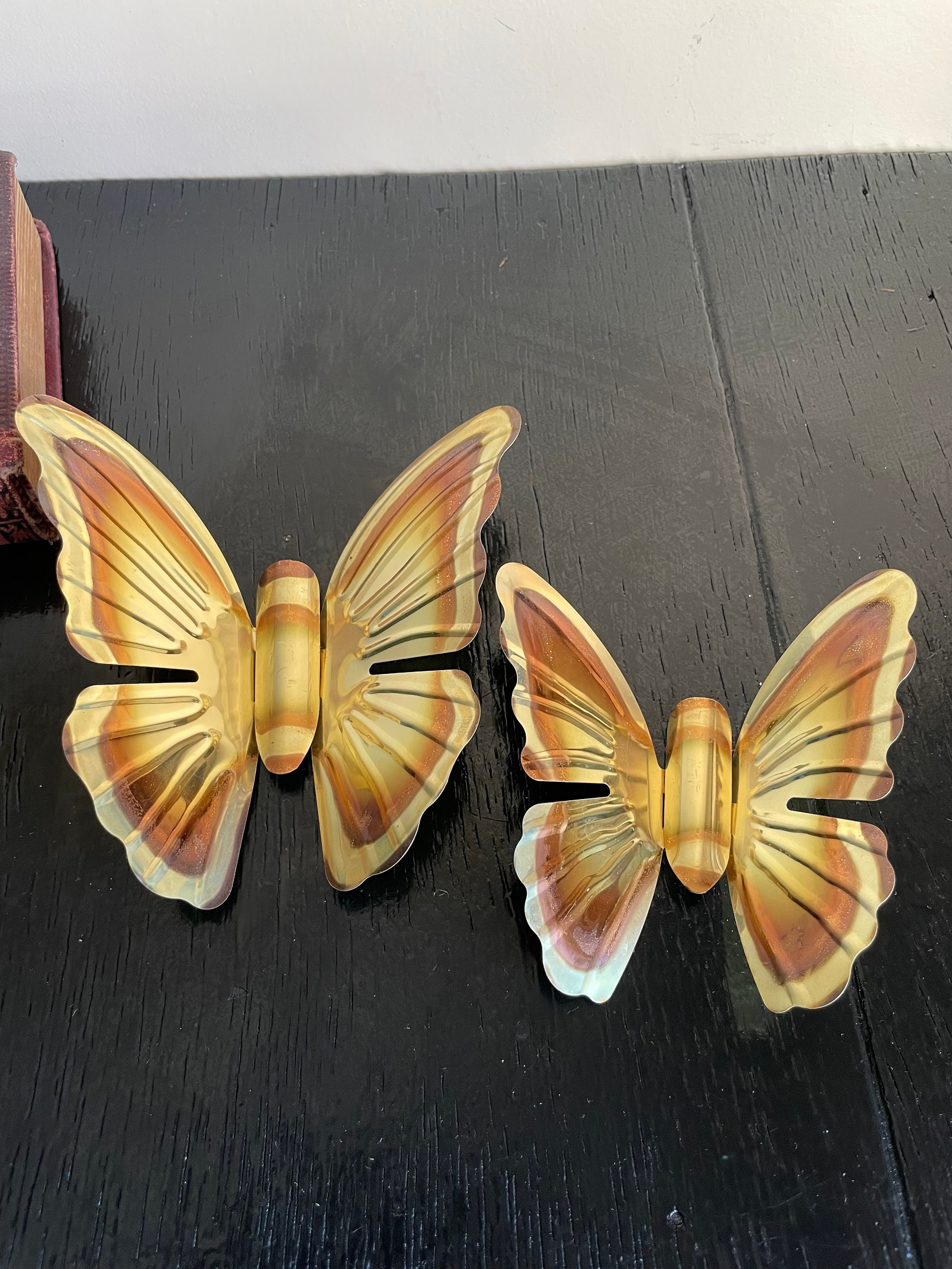 Vintage Brass Wall Hanging Butterfly Butterflies Art Deco Mid