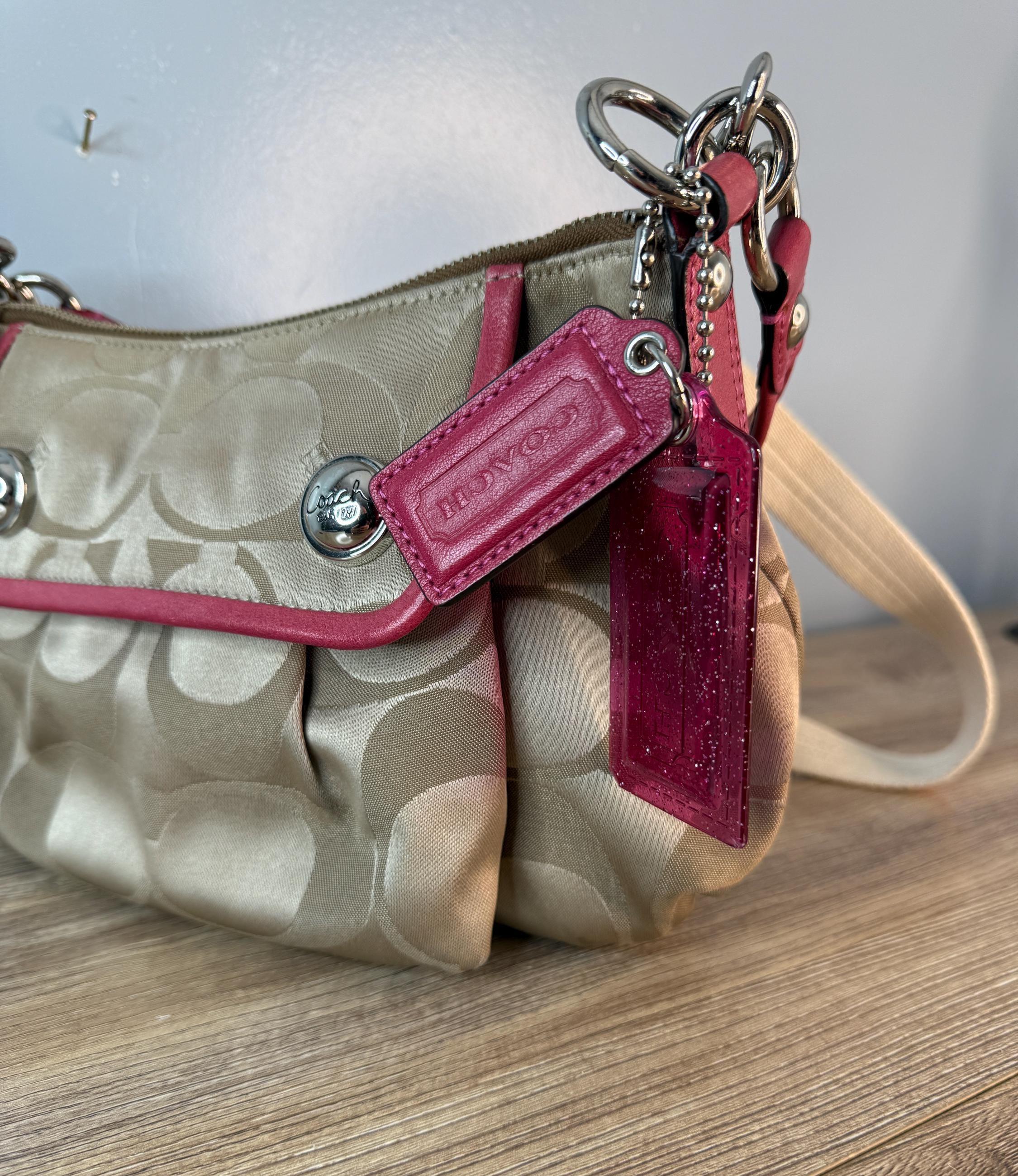 Vintage Coach Poppy Signature Sateen Groovy Shoulder Bag Khaki