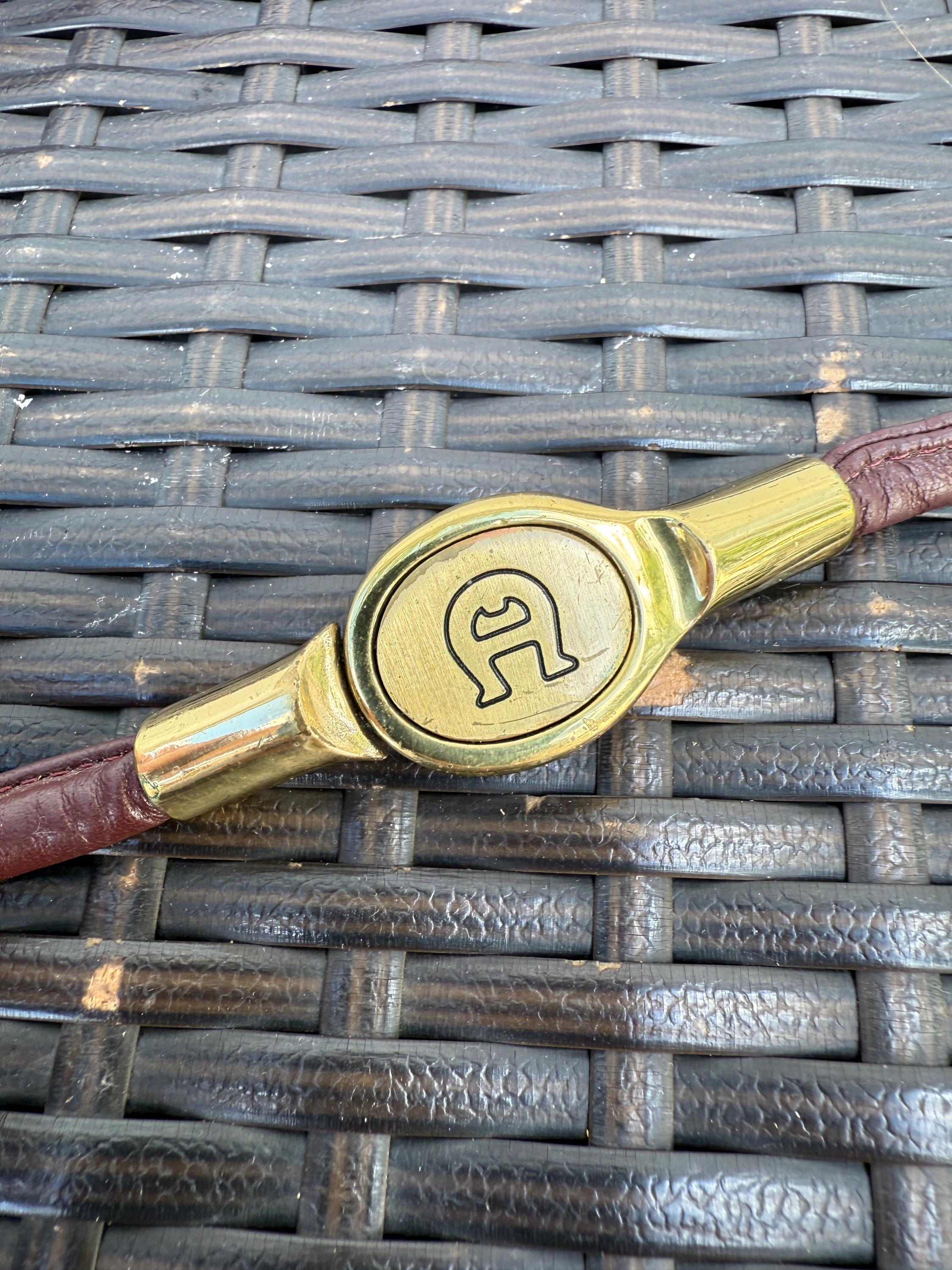EITENNE AIGNER Vtg 80\'s Classic Preppy Red Leather Belt Brass Buckle 38 Italy Etienne Aigner Belt Vintage - Etsy main image 2
