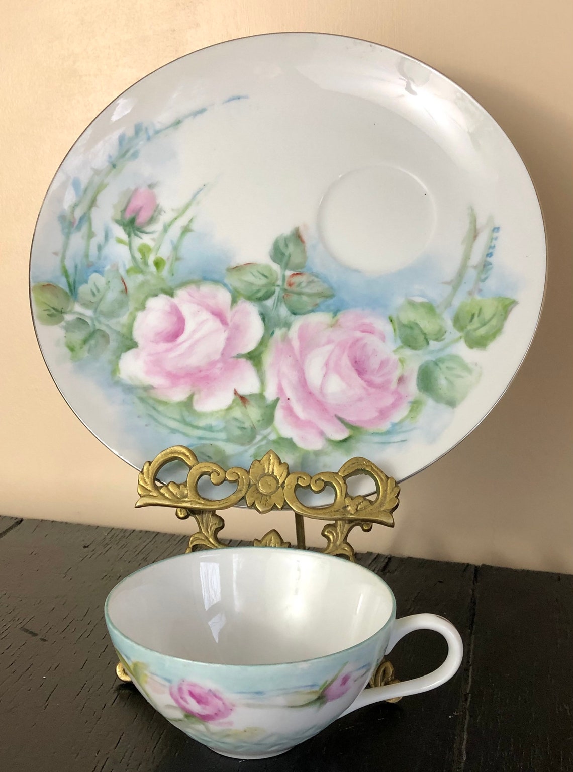 Vintage LAUREL Tea Cup snack plate painted luncheon Bone China  Etsy
