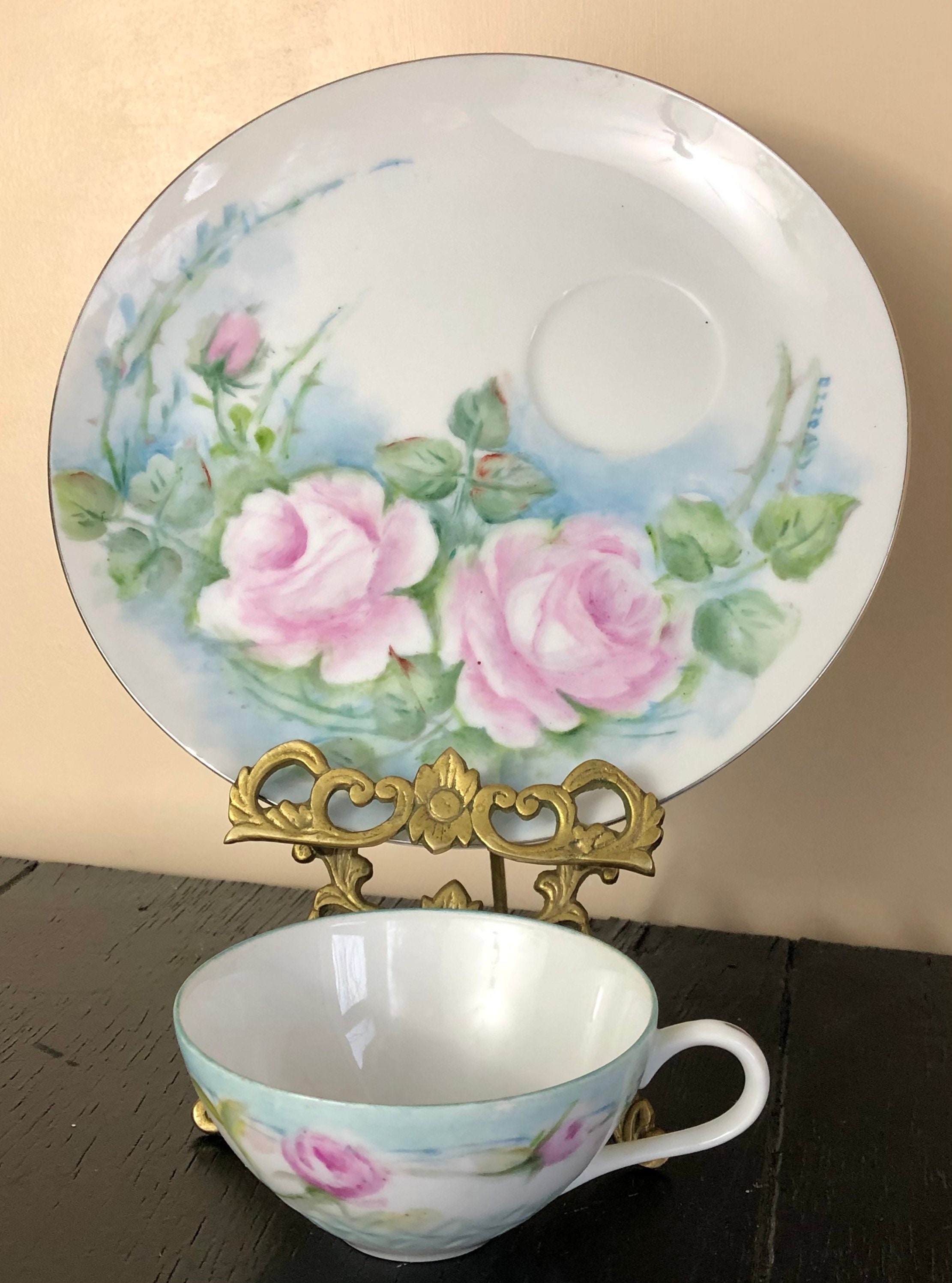 Vintage LAUREL Tea Cup snack plate painted luncheon Bone China  Etsy