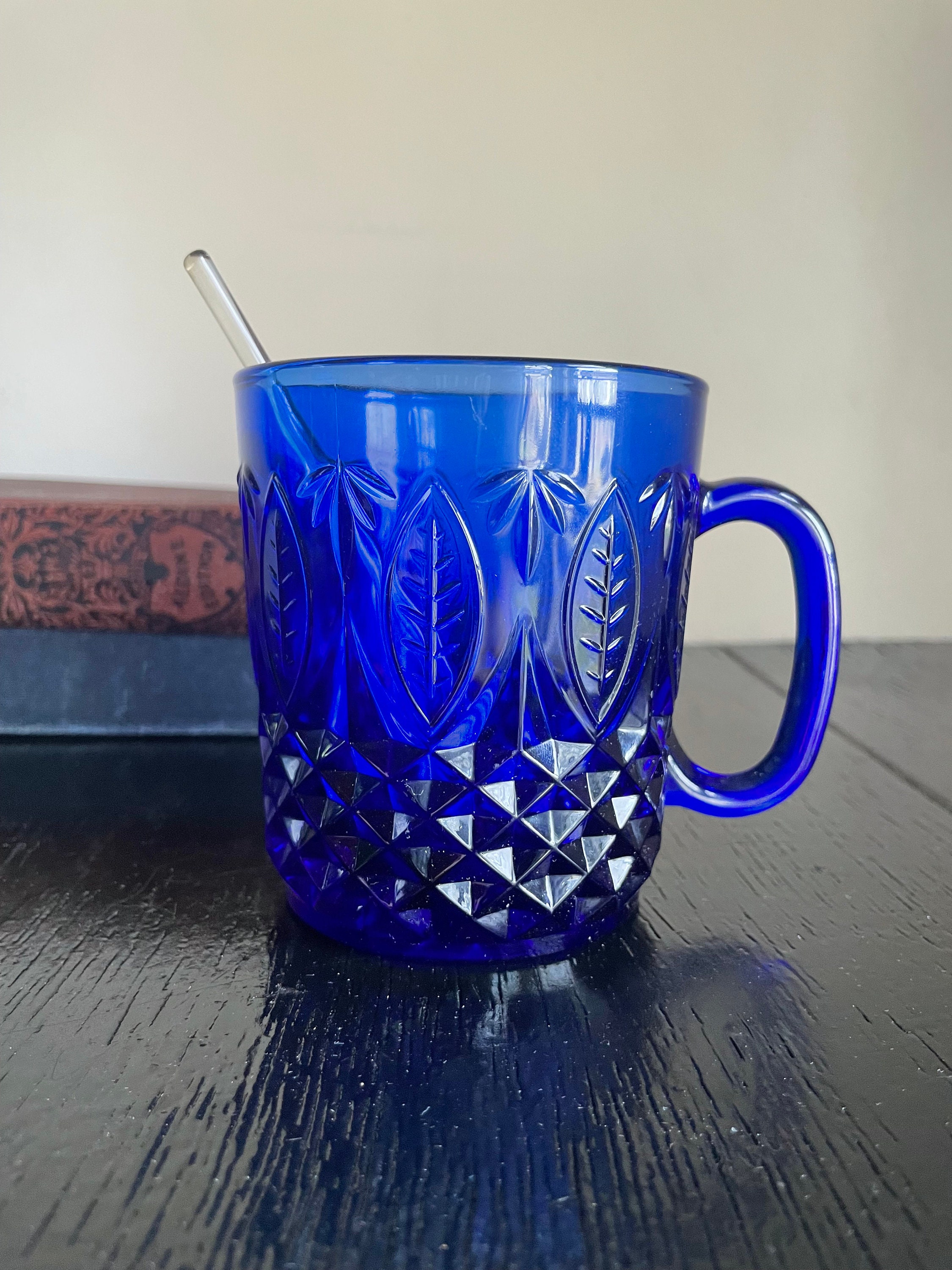 Lot De 5 Sous-tasses Arcoroc - Bleu Cobalt Vintage - Verre - Occasion