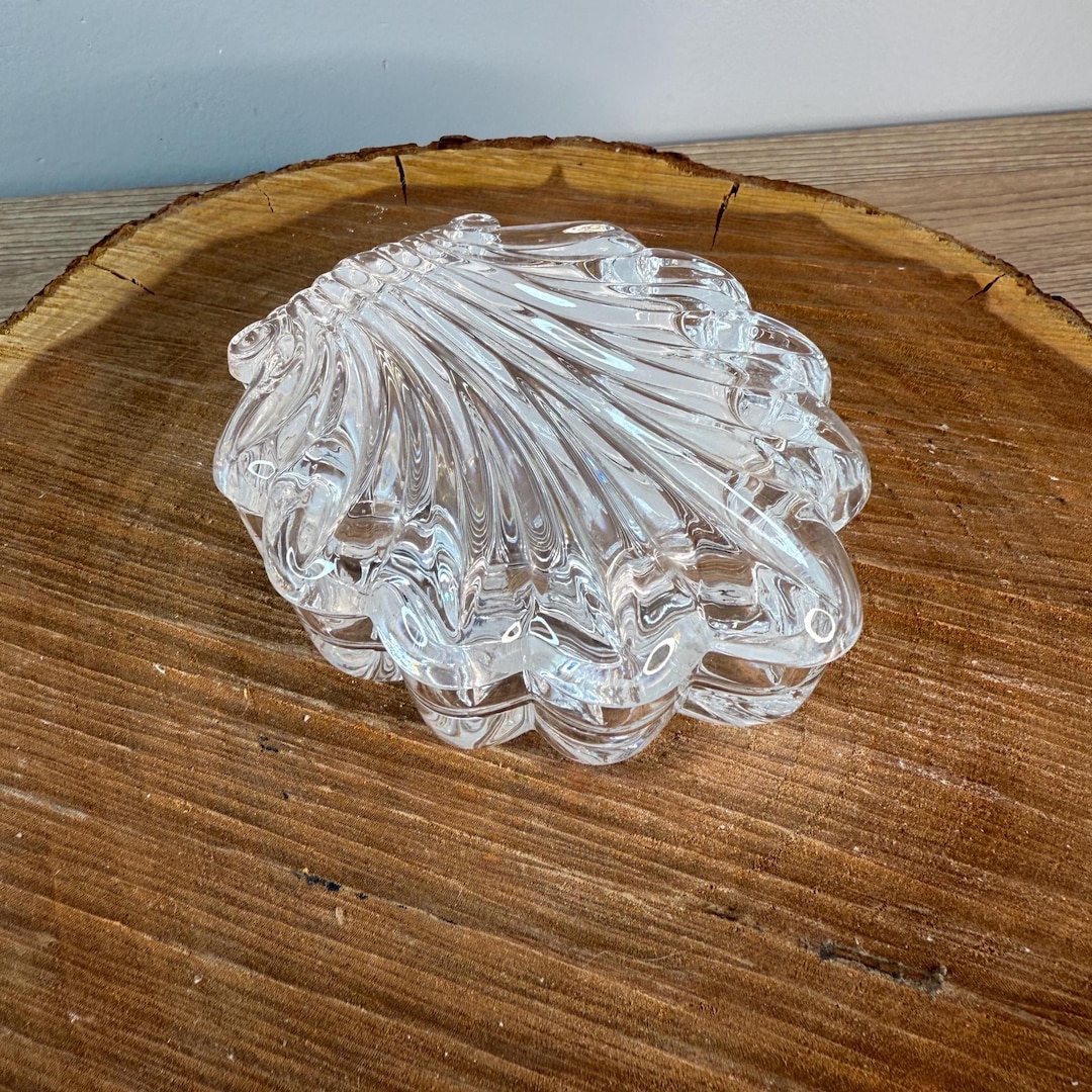 Shell Lids Vintage Clear Pressed Glass Shell Dish Lid Seashell Trinket Candy Dish ...