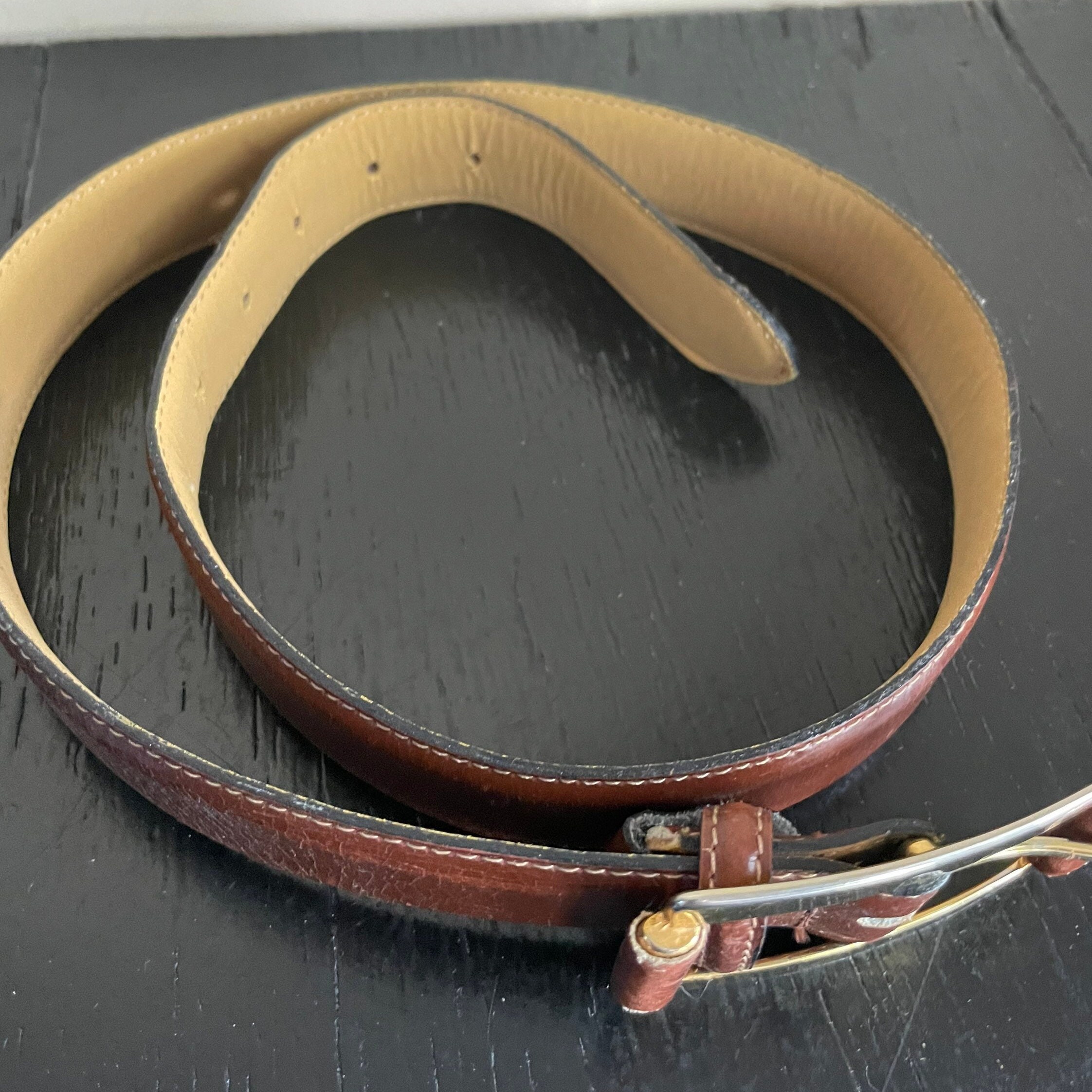 Vintage Brown Italian Made in Italy Genuine Leather Belt  display picture 1
