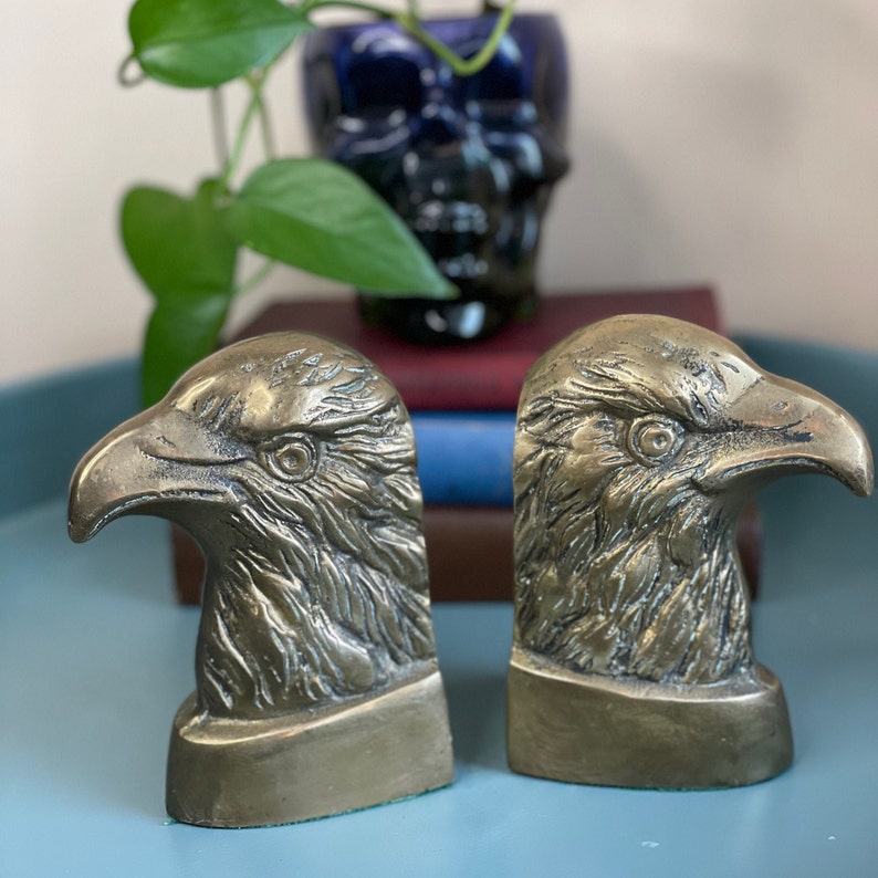 Vintage Solid Brass Eagles Eagle American Bird Book Ends Metal Etsy