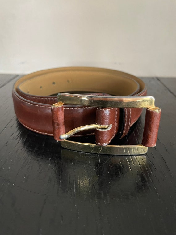 Vintage Brown Italian Made in Italy Genuine Leather Belt  display picture 3