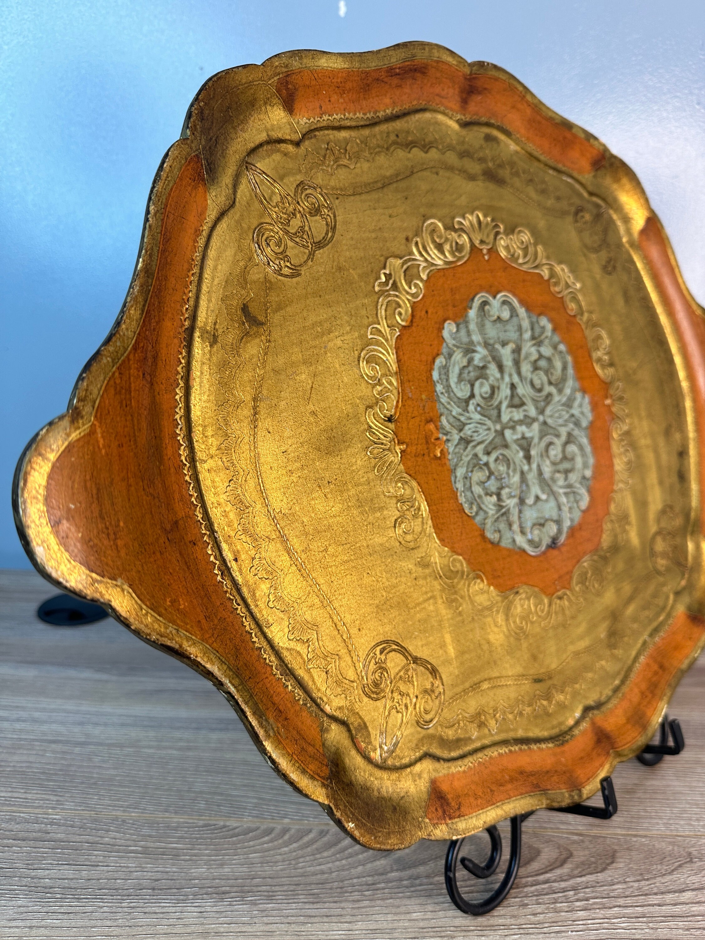 Antique Balsa Wood Gold Gilt Italian Italy Serving Tray Florentine ...