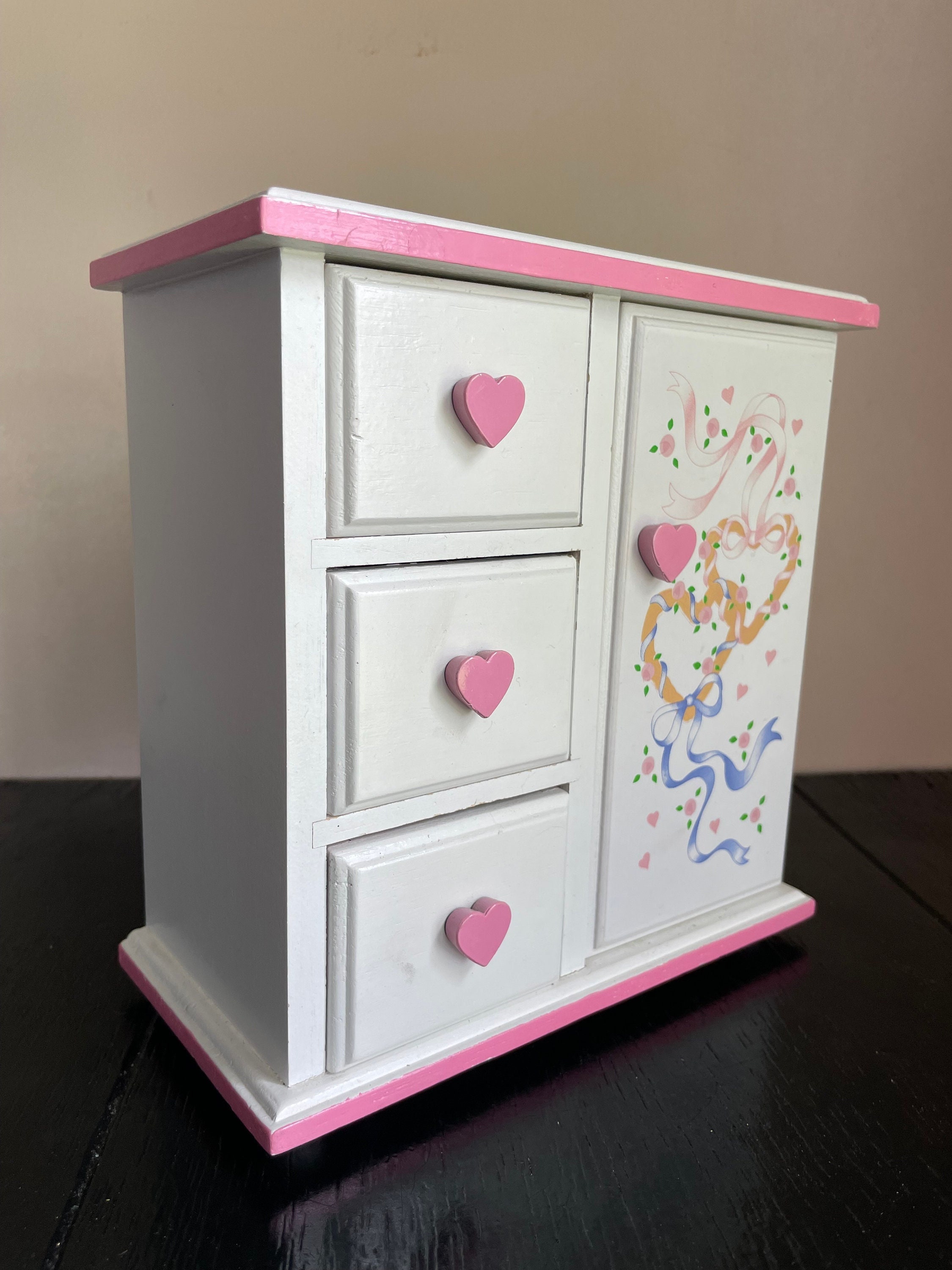 Shabby chic Cabinet, one of a kind, pink jewelry box, Pink storage Box 