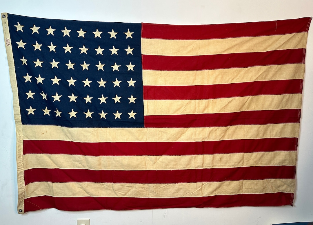 vintage USA flag 48star 星条旗 ヴィンテージ Antique 48 Stars American America Distressed Flag Flags United