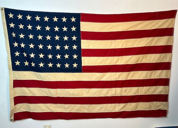 Antique 48 Stars American America Distressed Flag Flags United