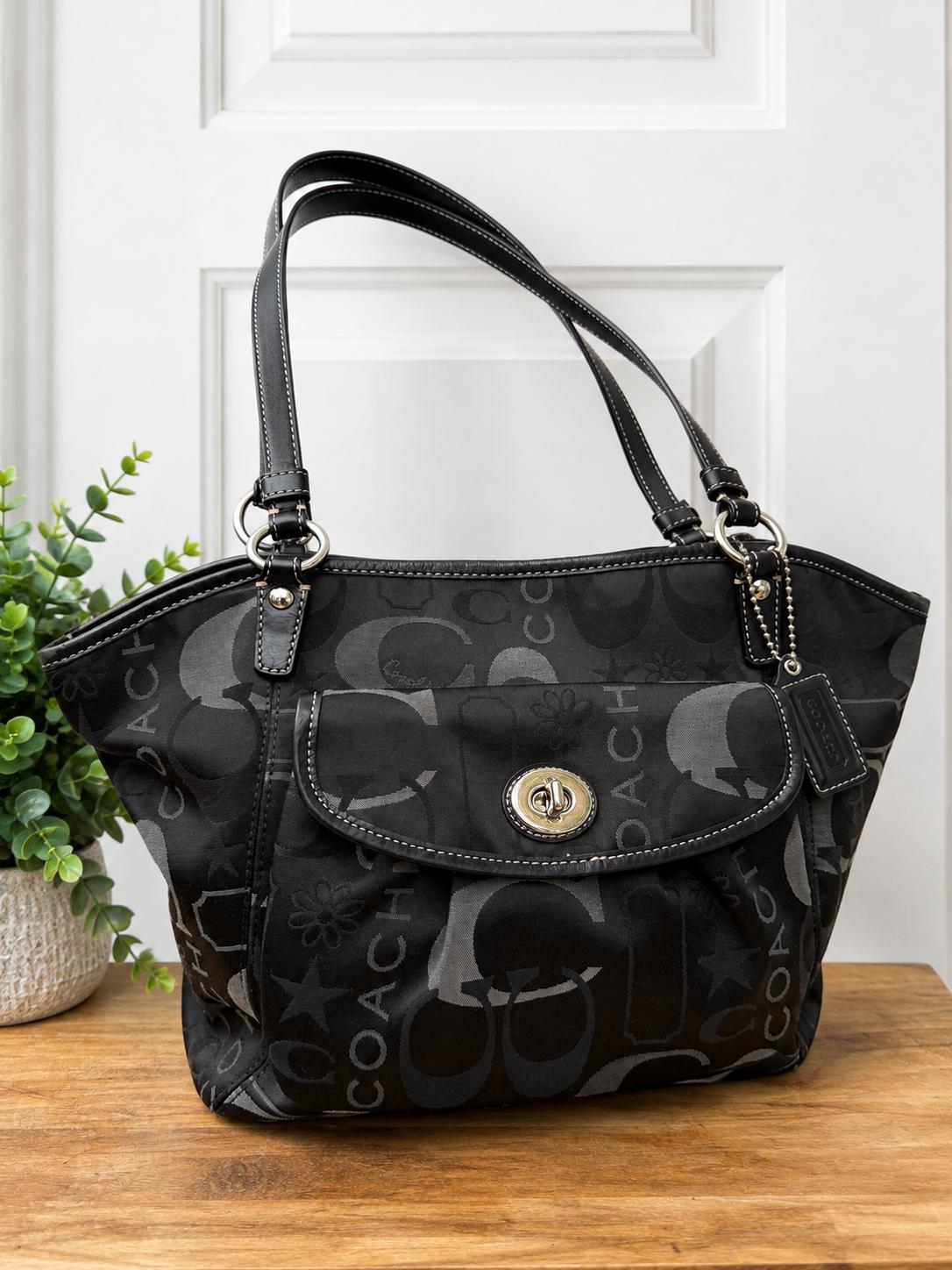 Coach Black Signature Shoulder Bag - Etsy