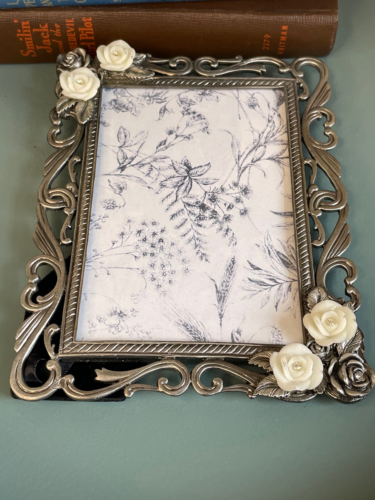 Vintage Silver Roses Rose Floral Picture Frame Photo 4x6 Etsy