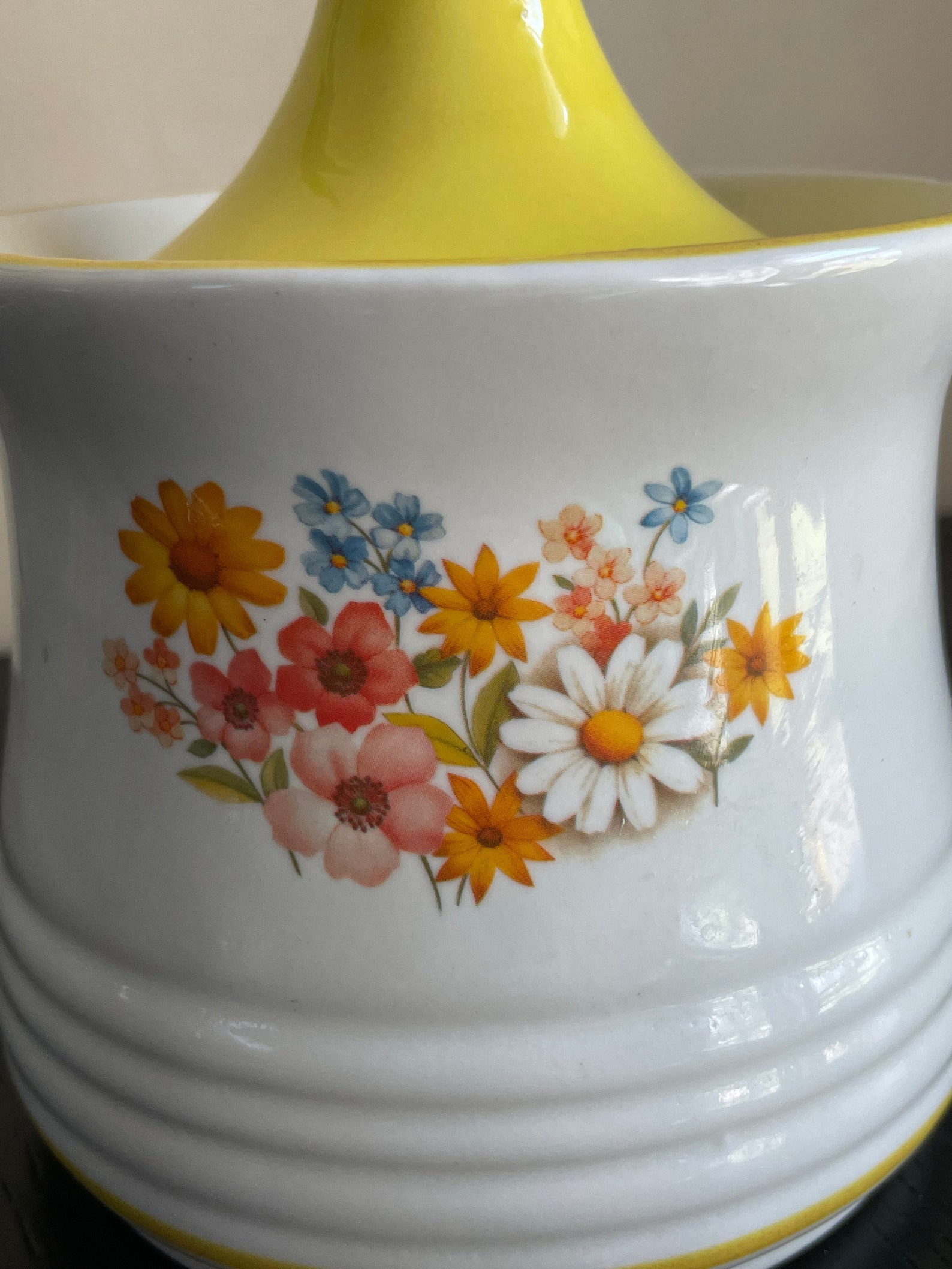 Vintage Floral Yellow Ceramic Glass Apothecary Jar Lid Covered Etsy