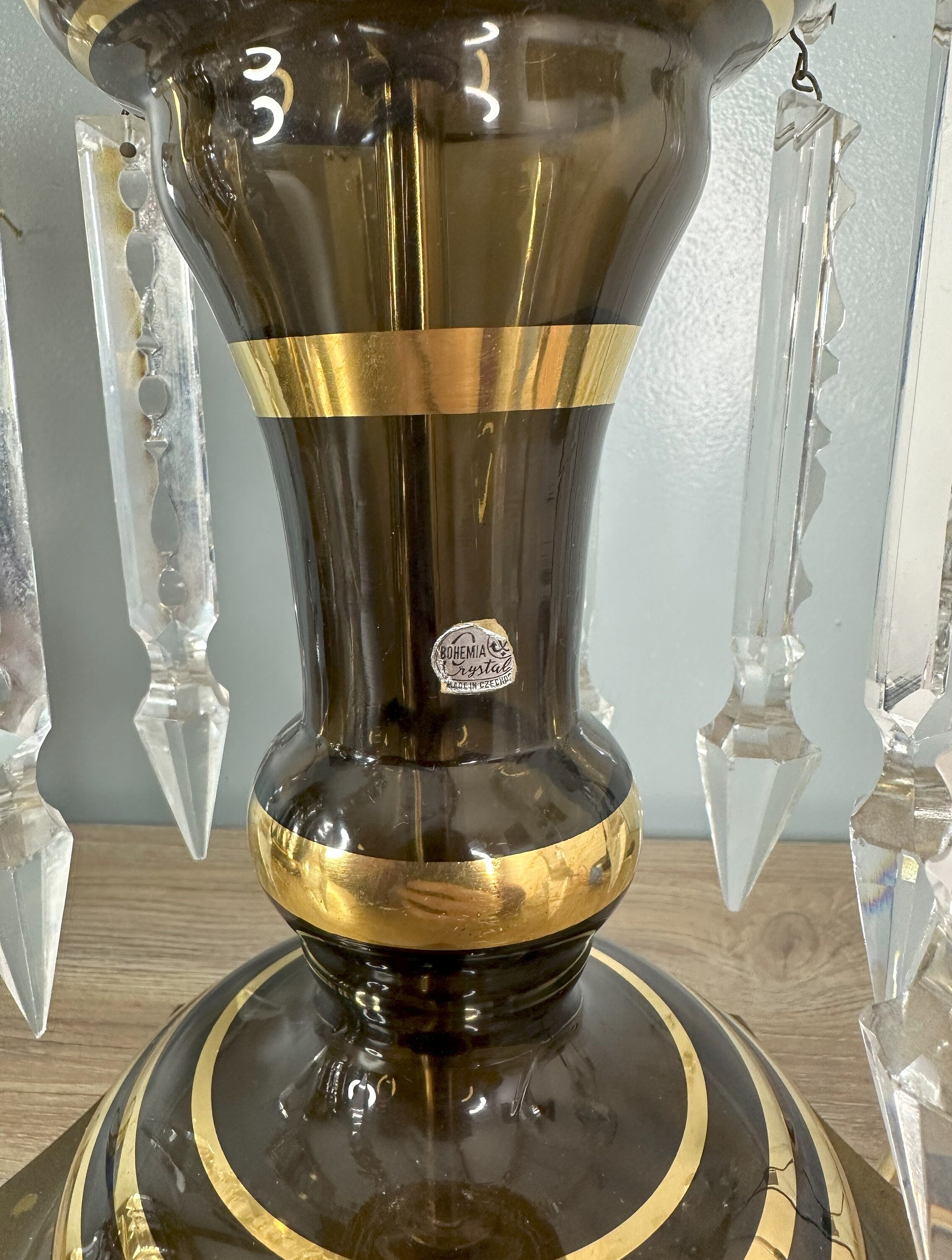 Antique Bohemia Smokey Glass Victorian Gilt Gold Mantel Antique Bohemia Smokey Glass Victorian Gilt Gold Mantel