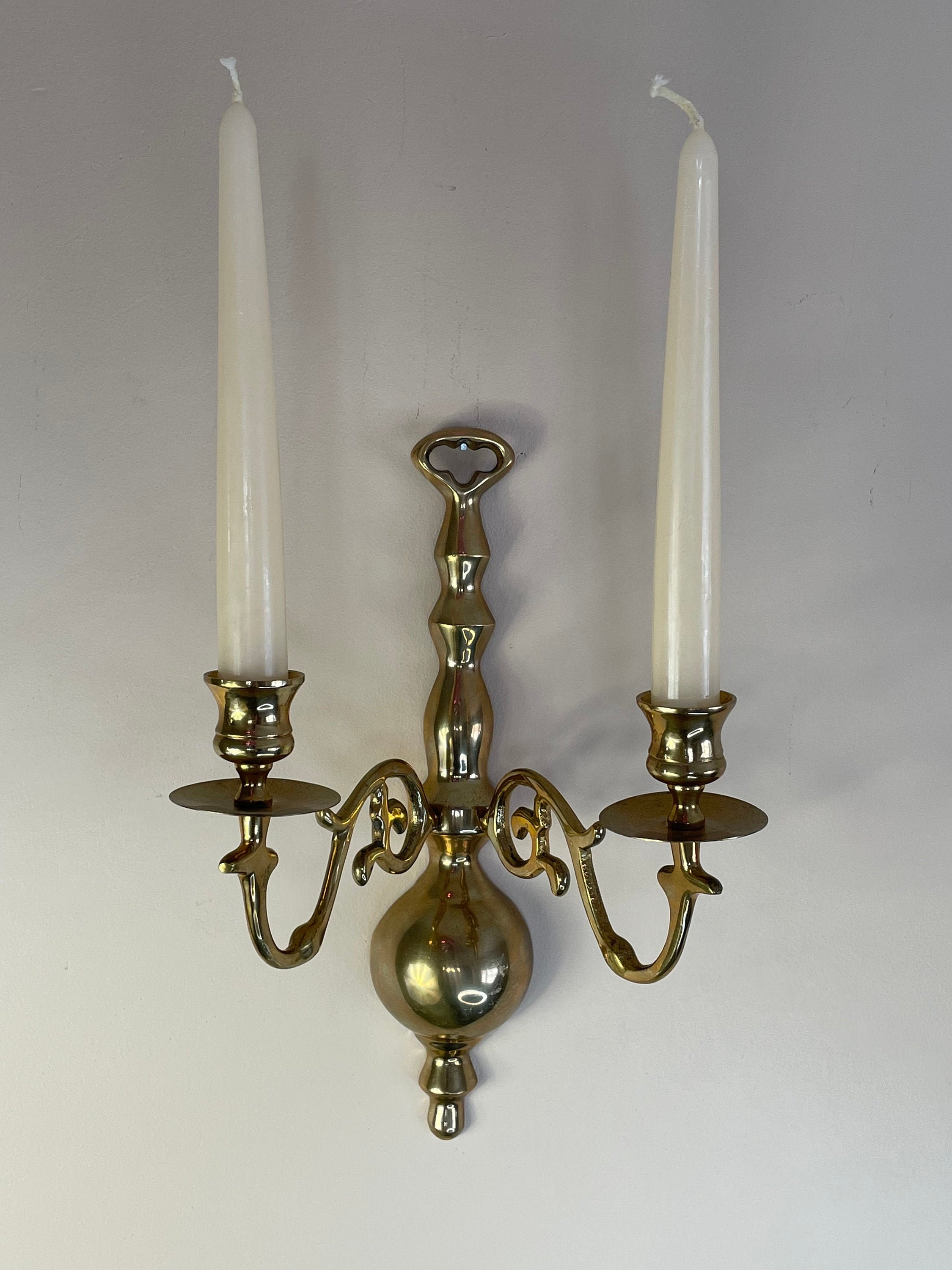 Vintage Solid Brass Mid Century Candle Wall sconces Modern SET Etsy