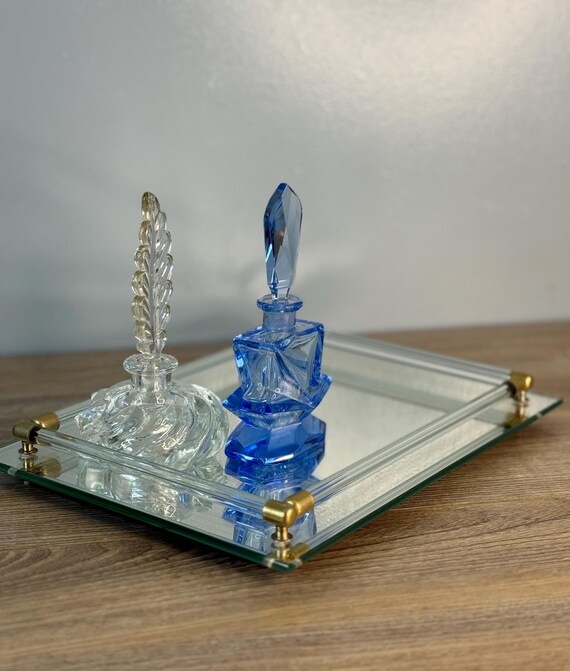 Vintage Antique Art Deco Mid Century Hollywood Regency Glass Gold Mirror  Dresser Vanity Perfume Tray MCM Jewelry Dresser Footed Murano - Etsy