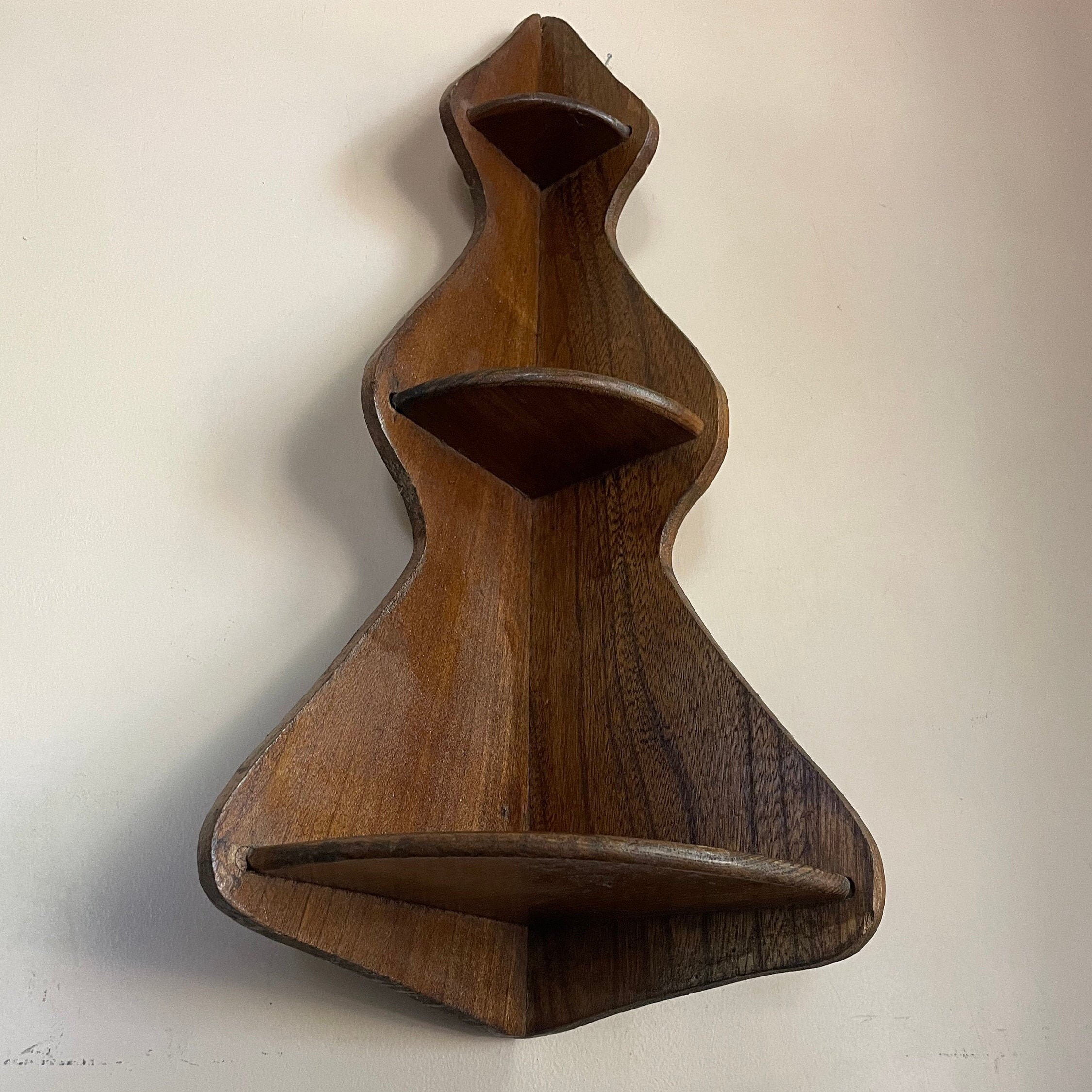 Vintage Corner Mid Century Modern Wood Shelf Shelves Spindles Etsy