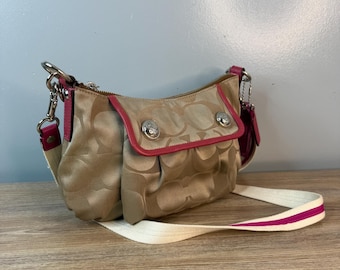 Vintage Coach Poppy Signature Sateen Groovy Shoulder Bag Khaki