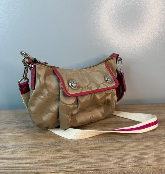 Vintage Coach Poppy Signature Sateen Groovy Shoulder Bag Khaki