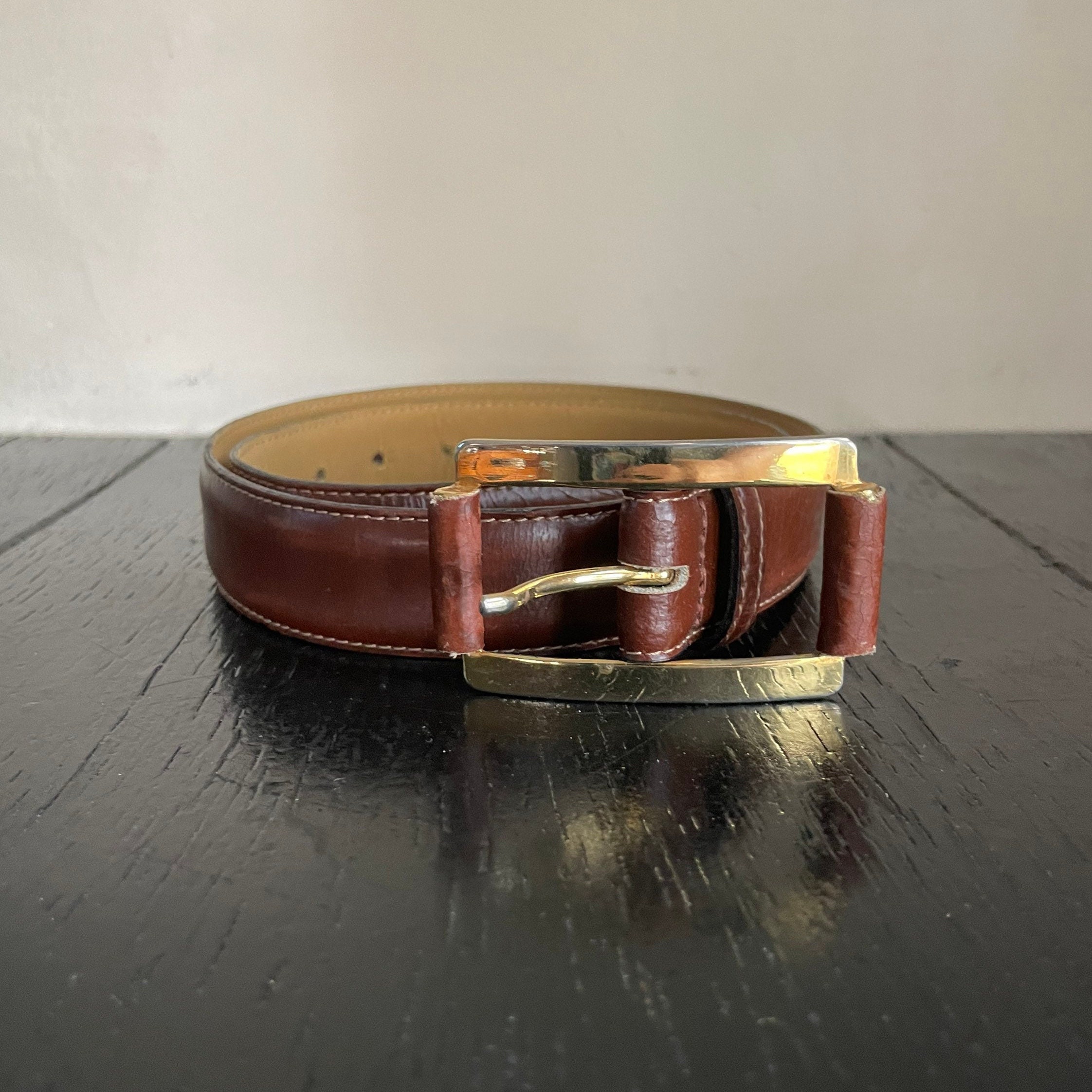 Vintage Brown Italian Made in Italy Genuine Leather Belt  display picture 3