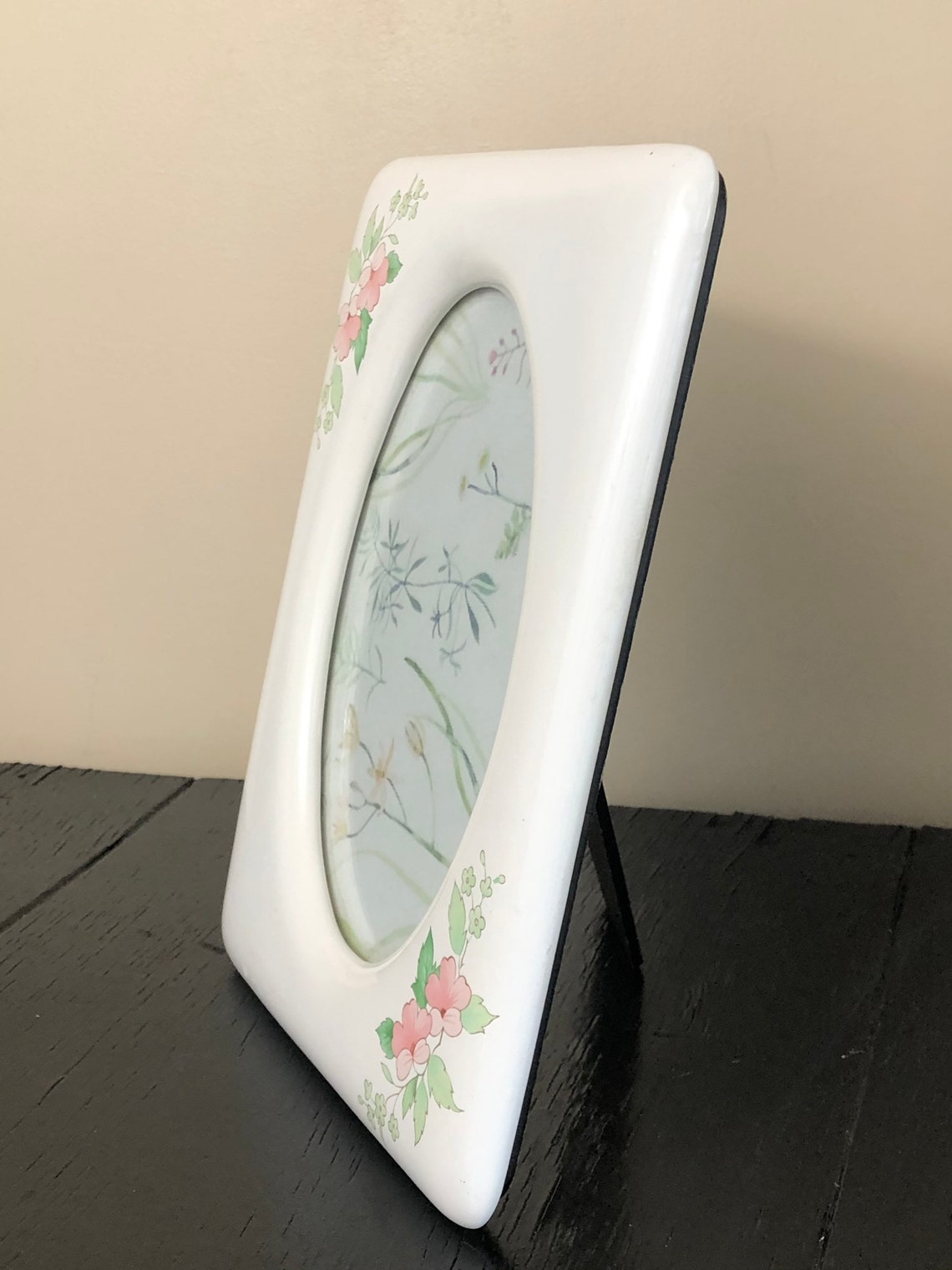 Vintage Ornate Ceramic White Floral Picture Frame Photo Etsy