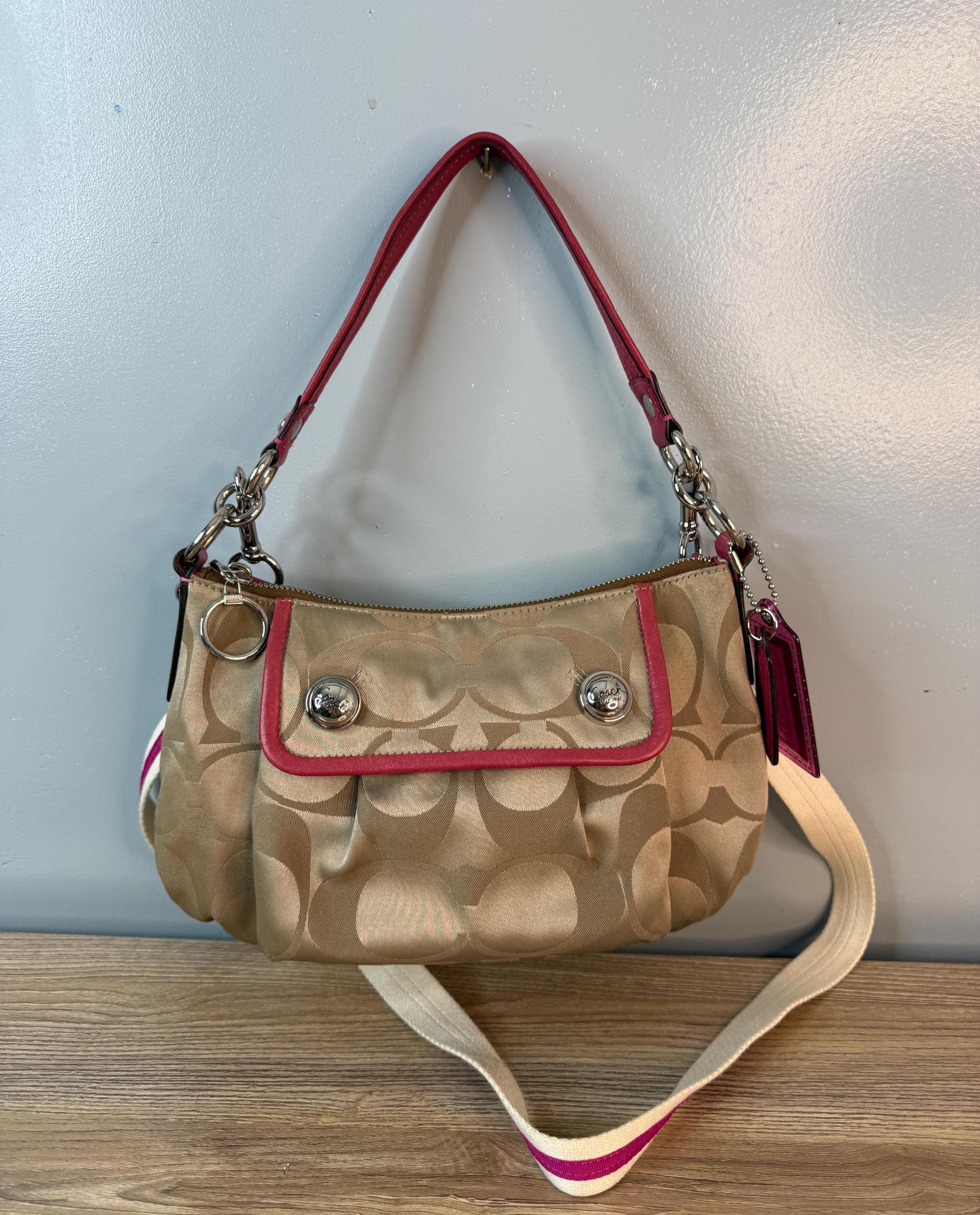 Vintage Coach Poppy Signature Sateen Groovy Shoulder Bag Khaki