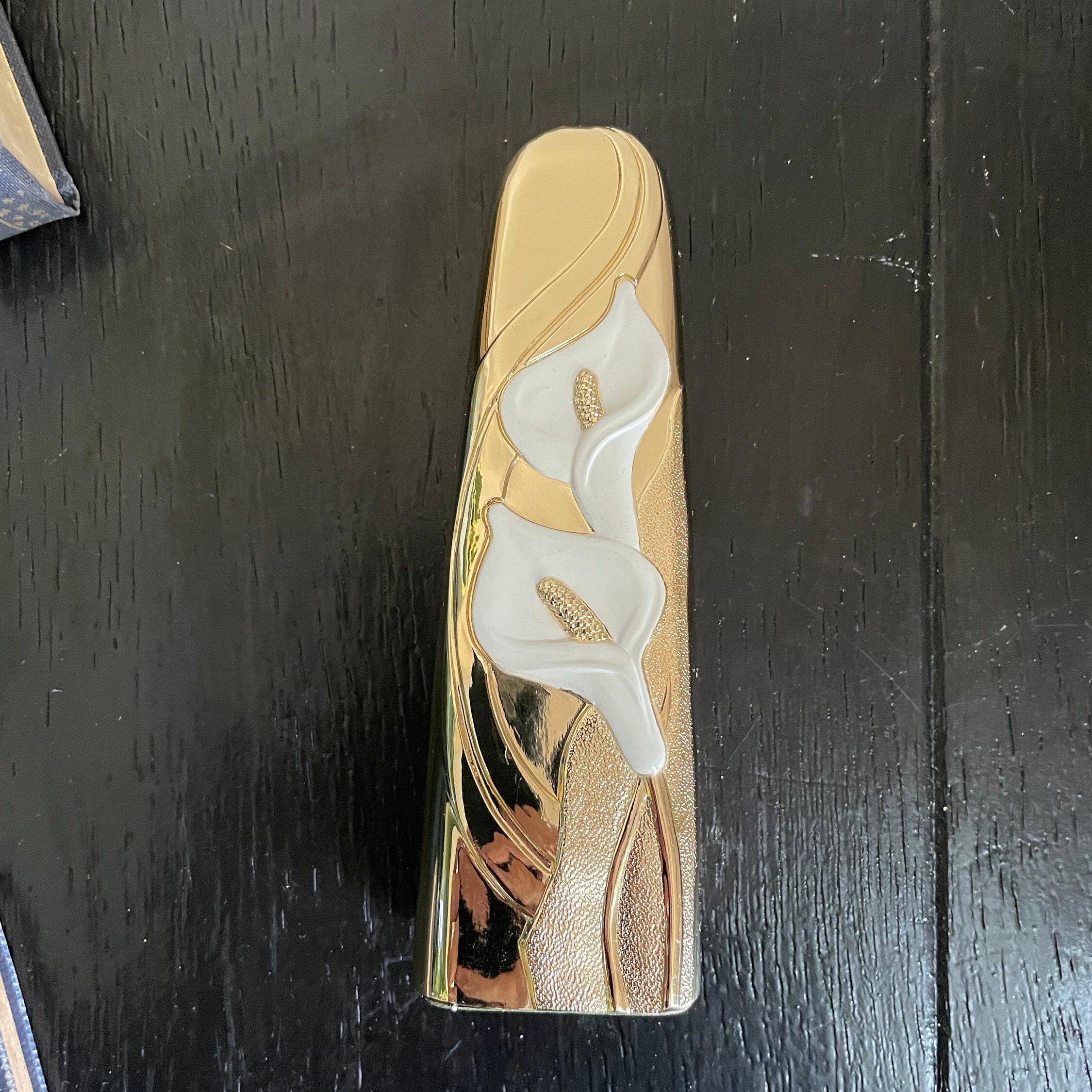 Vintage Calla Lily Gold tone Metal Tarnish Resistant Vase Etsy