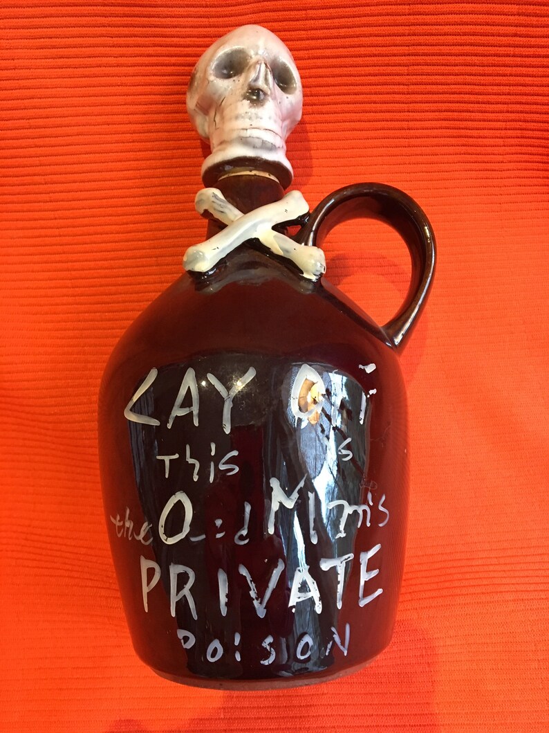 Spooky Skeletal Vintage Moonshine Jug Decanter by Ries