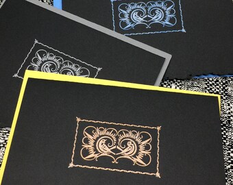 Bronzed Singing Birds A1 foldover & envelope