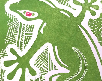 GECK, linoleum block print