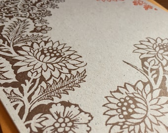 Overgrown Dover floral illustration A2 foldover card & envelope