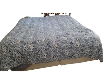 Ralph Lauren King Tamarind Bird Chinoiserie Comforter Blue White USA Made Vtg