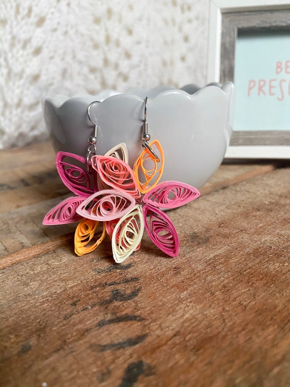 Quilled Paper Flower Earrings Etsy