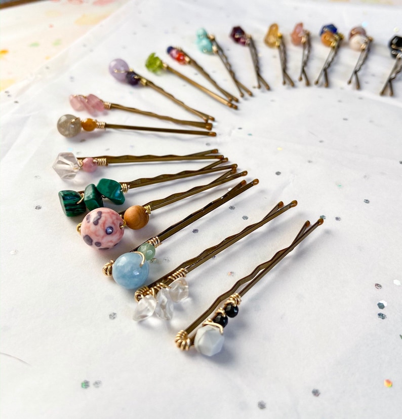 Gemstone Hair Pins Pack of Three Etsy