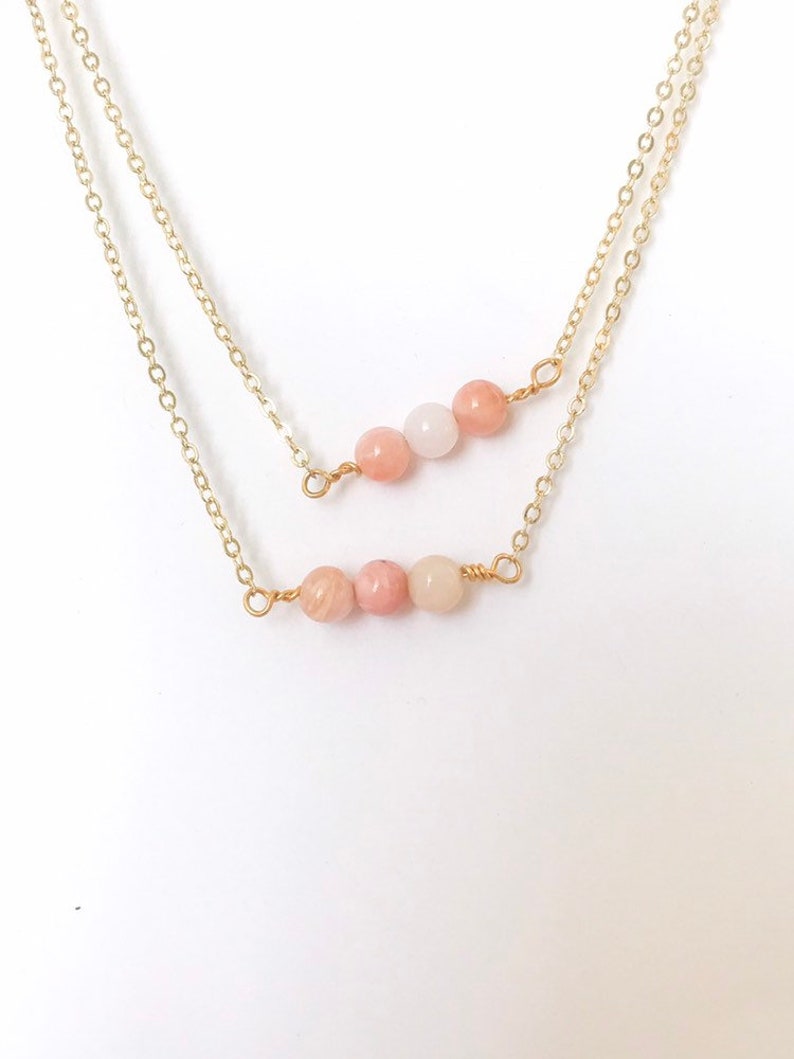 October Birthstone Pink Opal Necklace