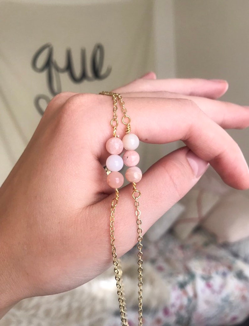October Birthstone Pink Opal Necklace