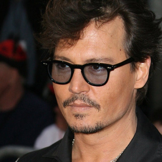 Tart Arnel Style Horn Rim Johnny Depp Sunglasses 44 24 or 46 24 Black Blue  Lenses 