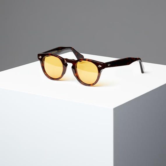 Lunettes de soleil rondes de style James Dean taille 46 cristal ou havane finitions en or 18 carats Etsy France
