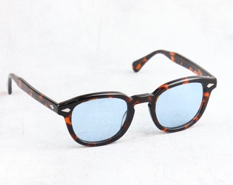 Tart Arnel Johnny Depp Style Lunettes de soleil 44 ou 46 Horn Rim Tortoise Blue Lenses Arnel Style